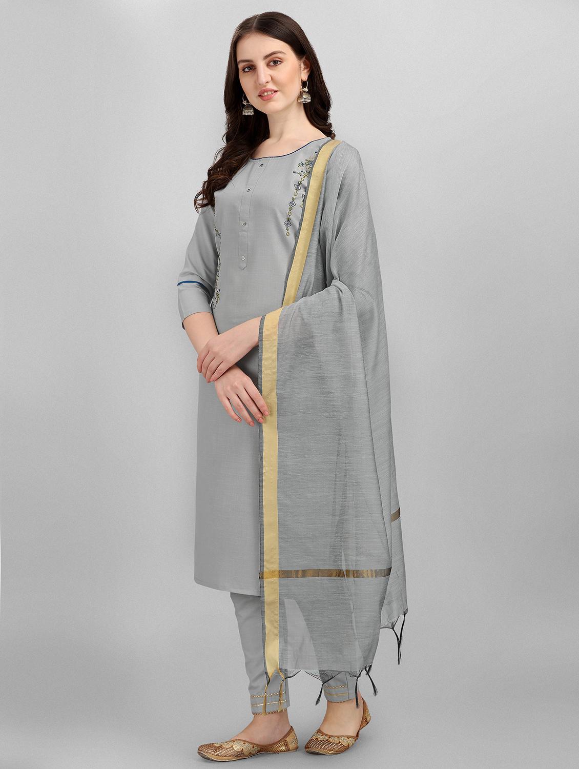 embroidered kurta pant set with dupatta - 20194507 - Standard Image - 1
