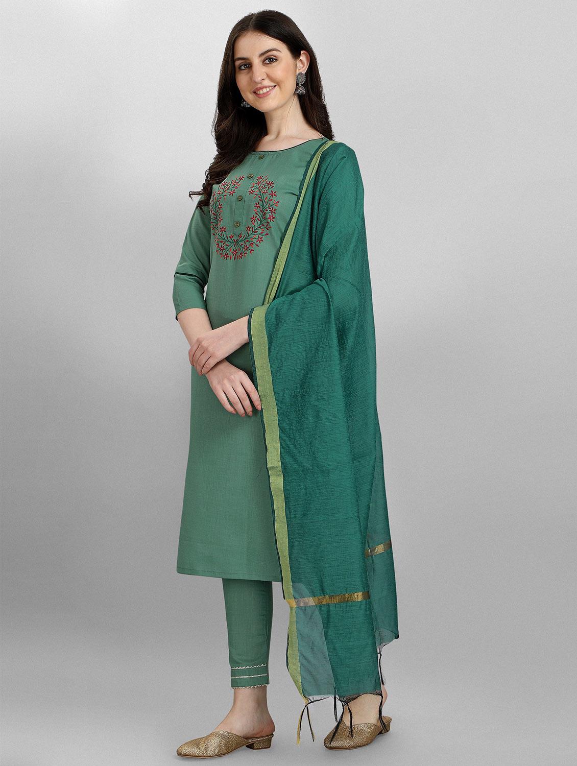 embroidered kurta pant set with dupatta   - 20194508 -  Standard Image - 1
