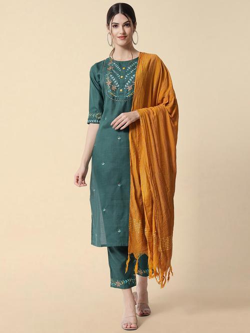 embroidered kurta pant set with dupatta   - 20194511 -  Standard Image - 0