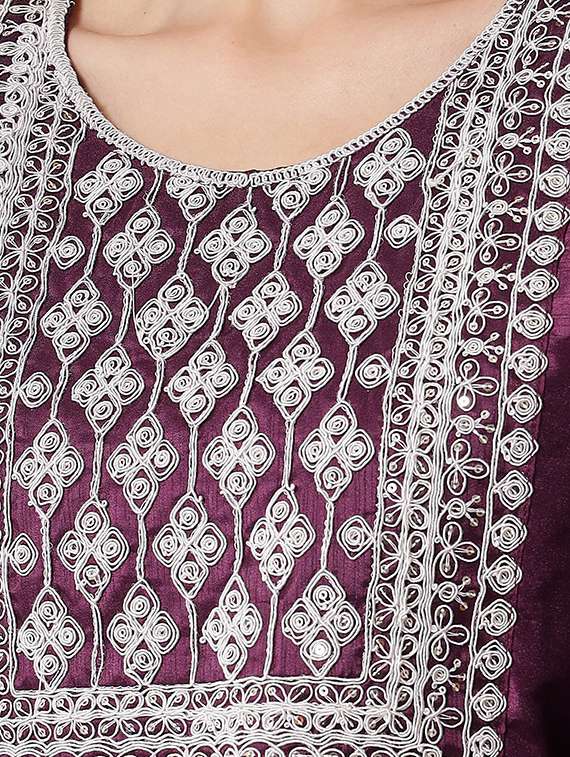 women purple embroidered kurta pant set with dupatta set - 20194519 -  Standard Image - 4