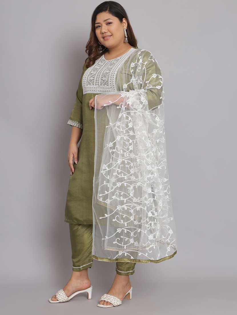 embroidered kurta pant set with dupatta - 20194520 - Standard Image - 1