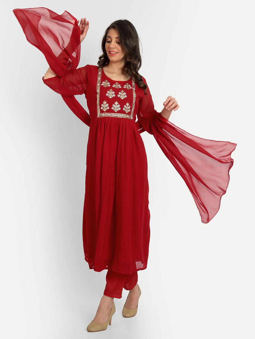 embroidered kurta pant set with dupatta - 20194523 - Standard Image - 1