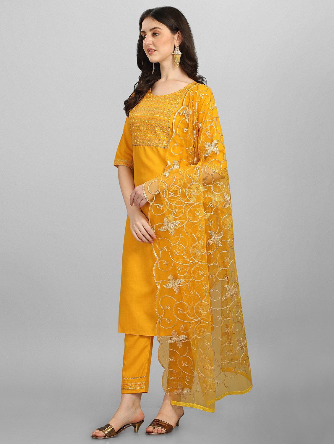 embroidered kurta pant set with dupatta - 20194531 - Standard Image - 1