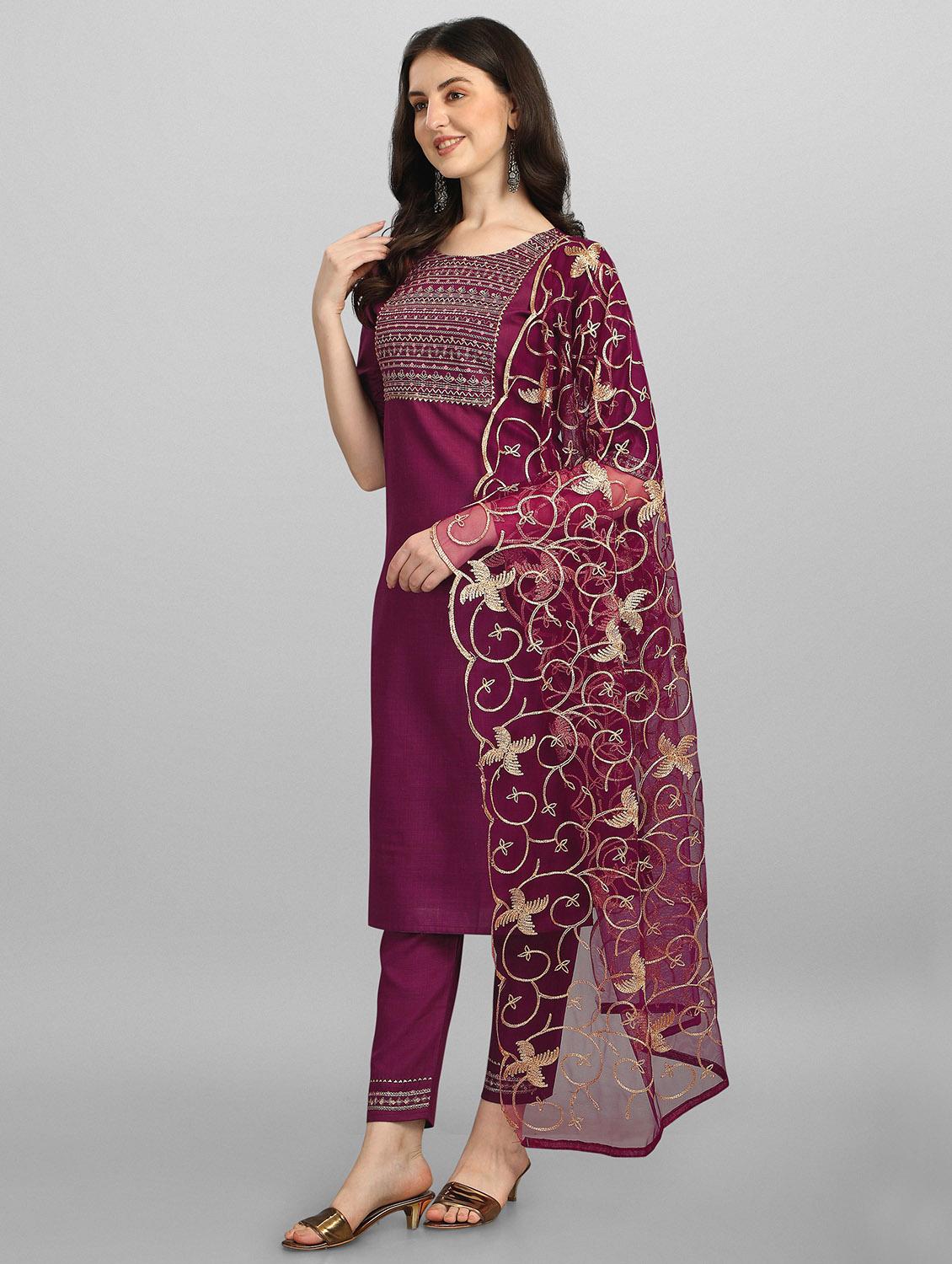 embroidered kurta pant set with dupatta - 20194533 - Standard Image - 1