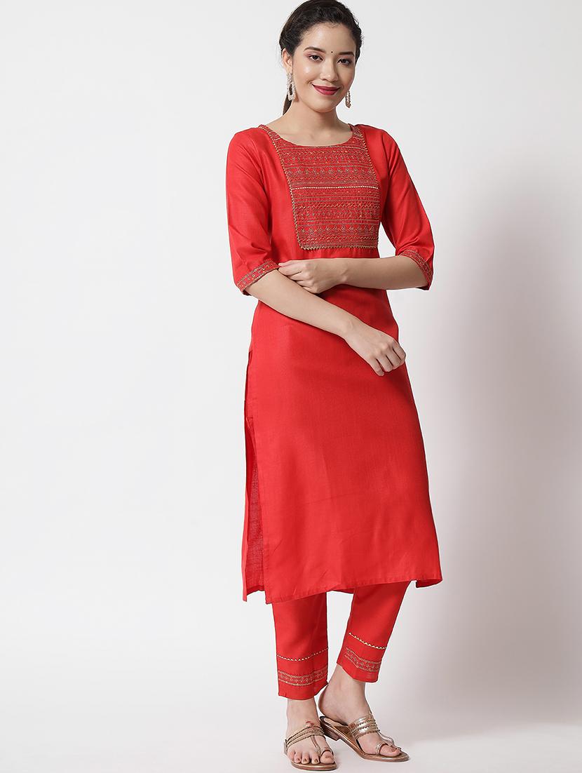 embroidered kurta pant set with dupatta - 20194534 - Standard Image - 1