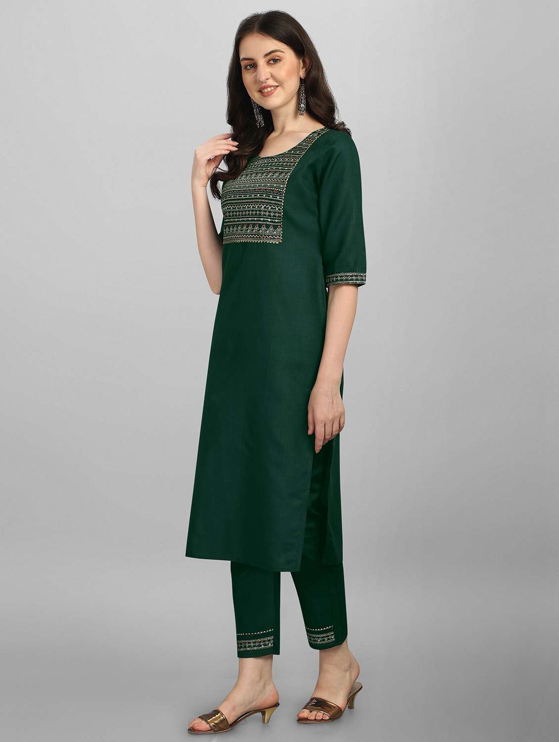 embroidered kurta pant set with dupatta  - 20194536 -  Standard Image - 1