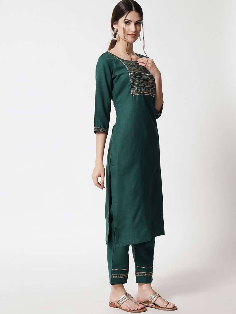 women three quarter sleeve kurta pant with dupatta set - 20194537 -  Standard Image - 1