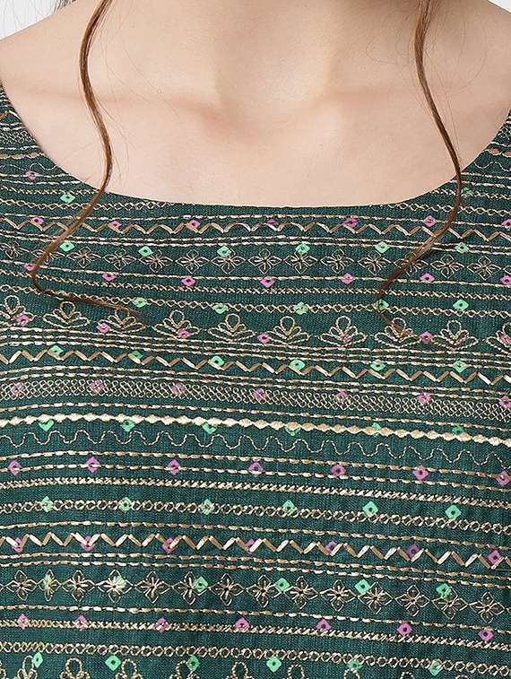 women three quarter sleeve kurta pant with dupatta set - 20194537 -  Standard Image - 4