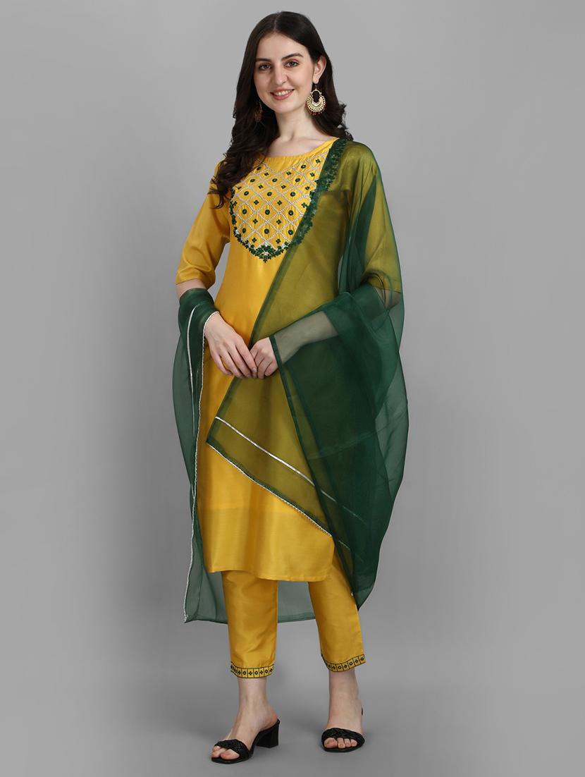embroidered kurta pant set with dupatta - 20194538 - Standard Image - 1