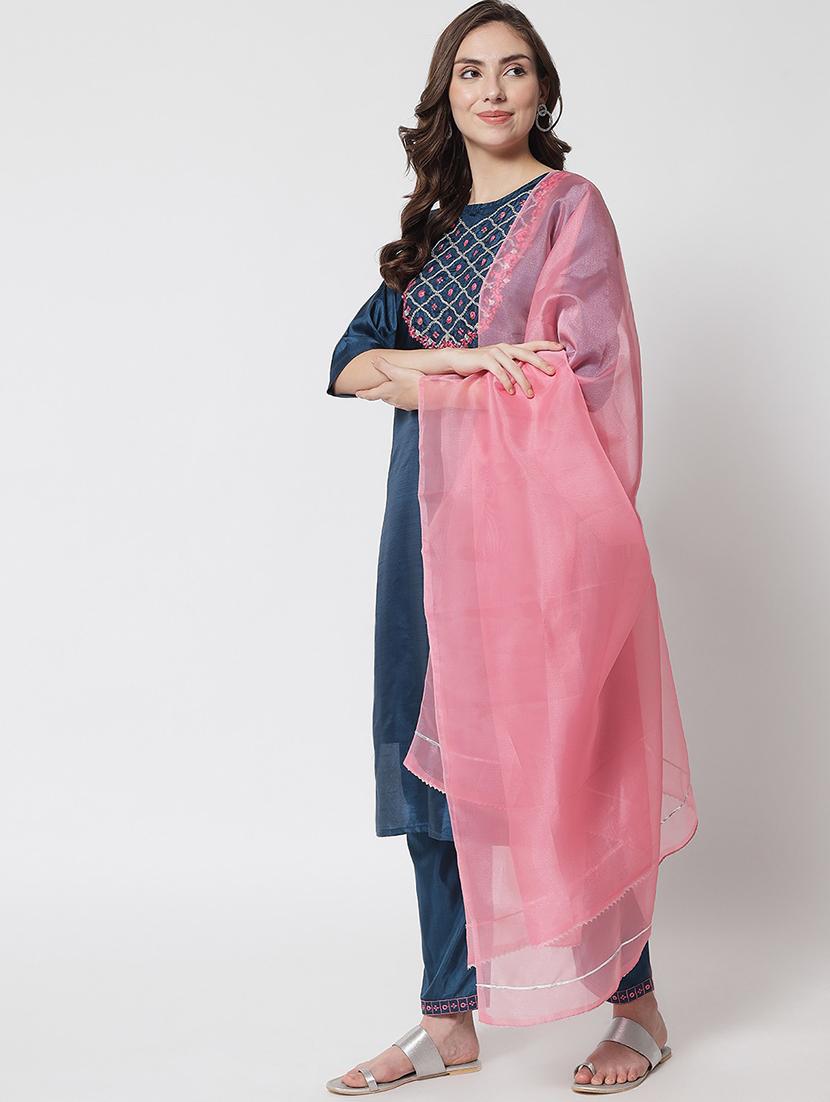 embroidered kurta pant set with dupatta - 20194540 - Standard Image - 1