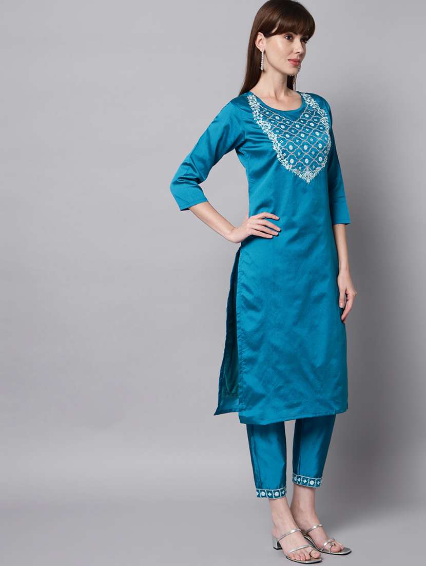 embroidered kurta pant set with dupatta - 20194542 - Standard Image - 1