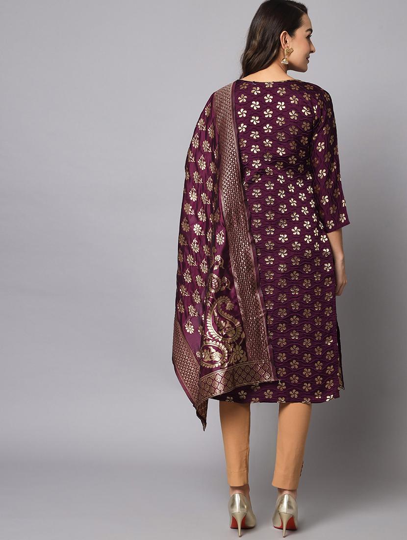 self design banarasi kurta dupatta set - 20194550 - Standard Image - 4