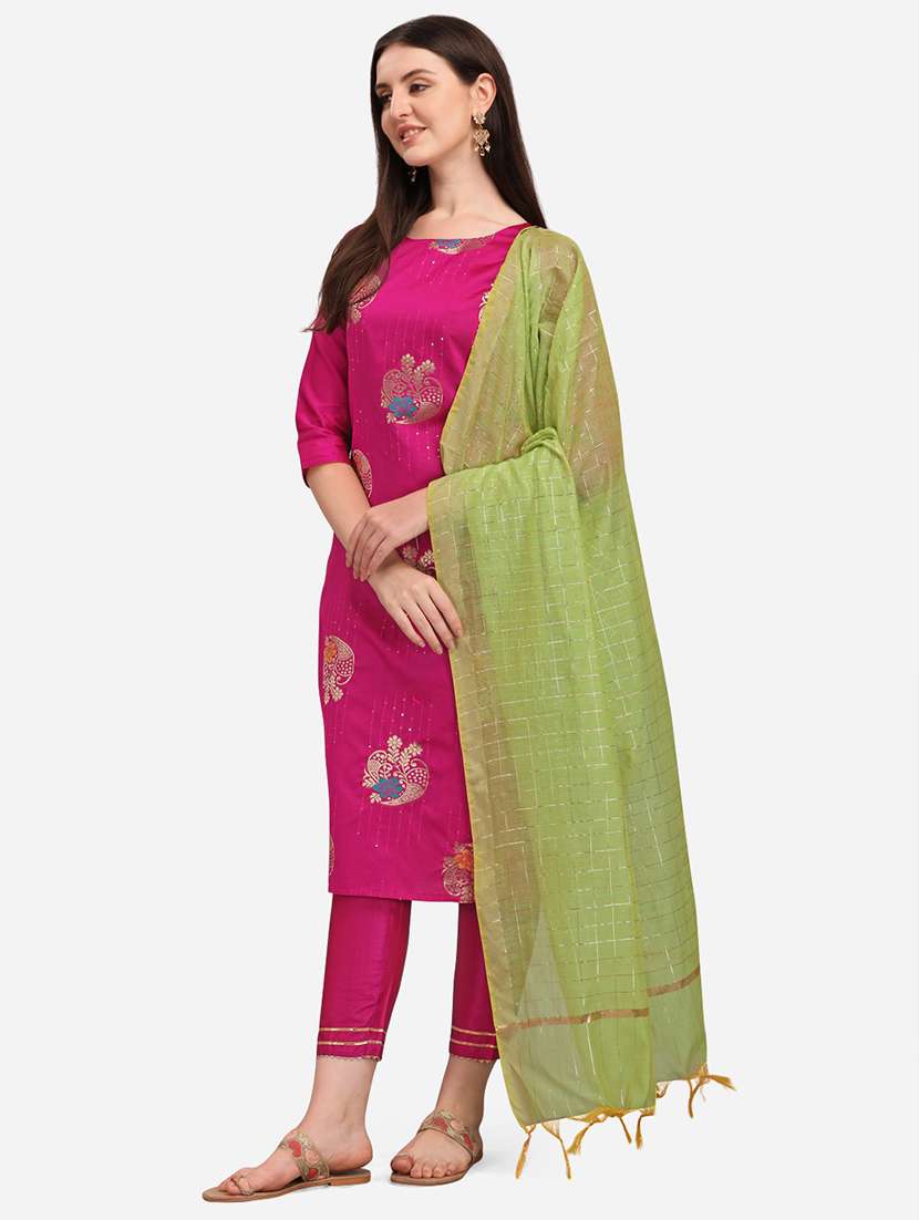 self design kurta pant set with dupatta - 20194566 - Standard Image - 1
