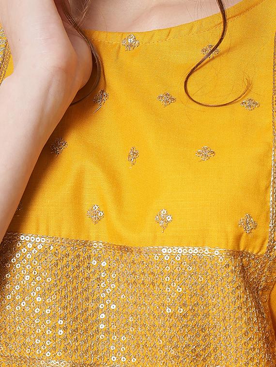 yellow round neck kurta pant set with dupatta - 20194573 - Standard Image - 4
