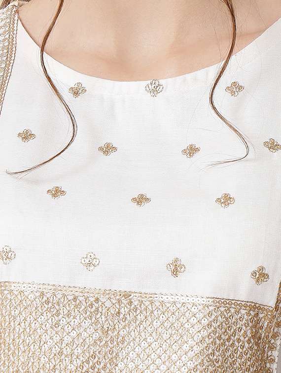 white round neck kurta pant set with dupatta - 20194575 -  Standard Image - 4