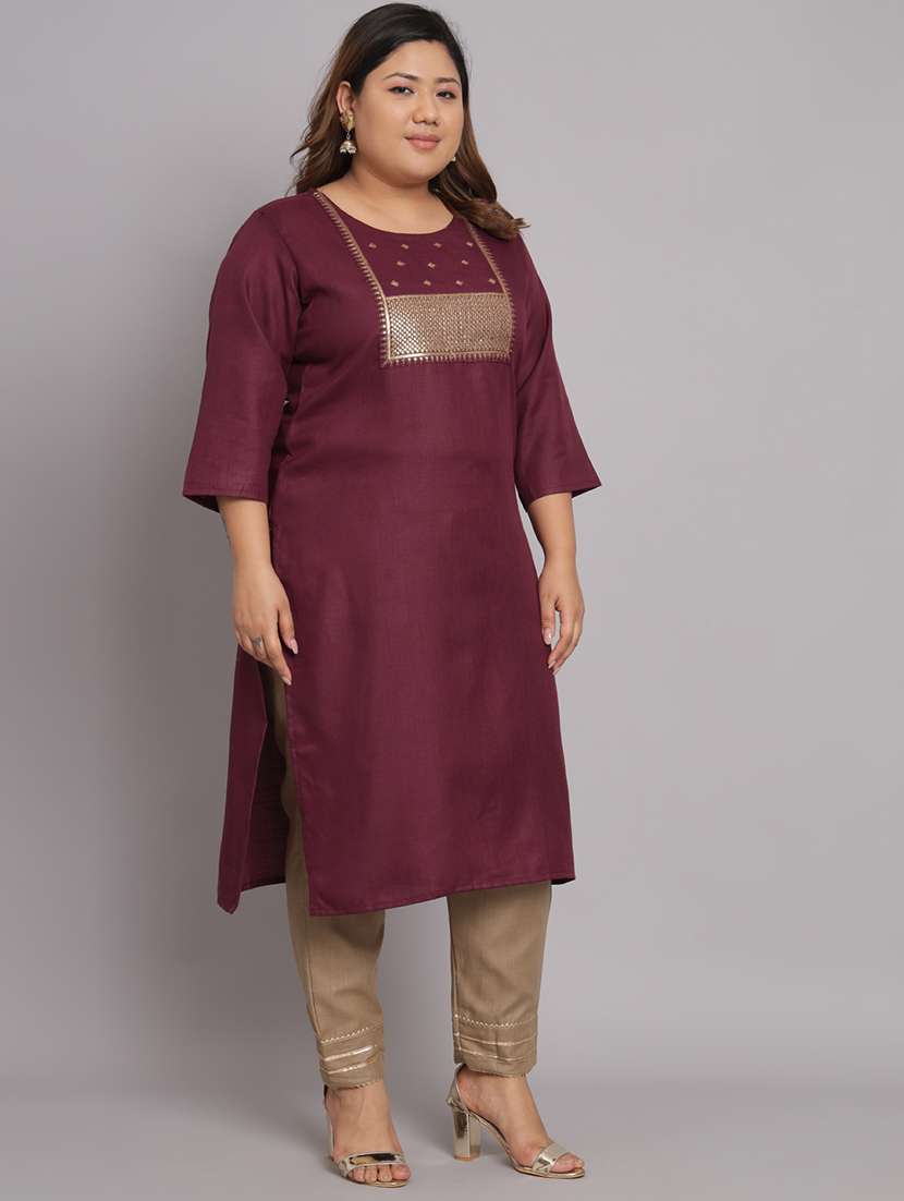 purple round neck kurta pant set with dupatta - 20194581 -  Standard Image - 1