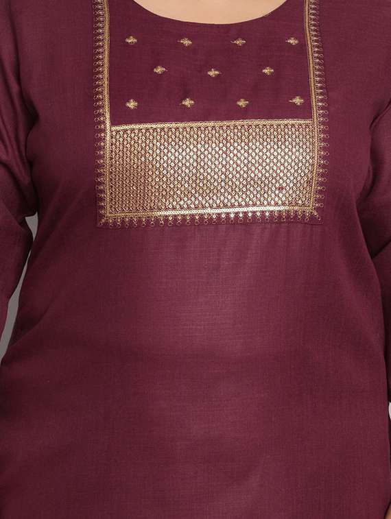 purple round neck kurta pant set with dupatta - 20194581 - Standard Image - 4