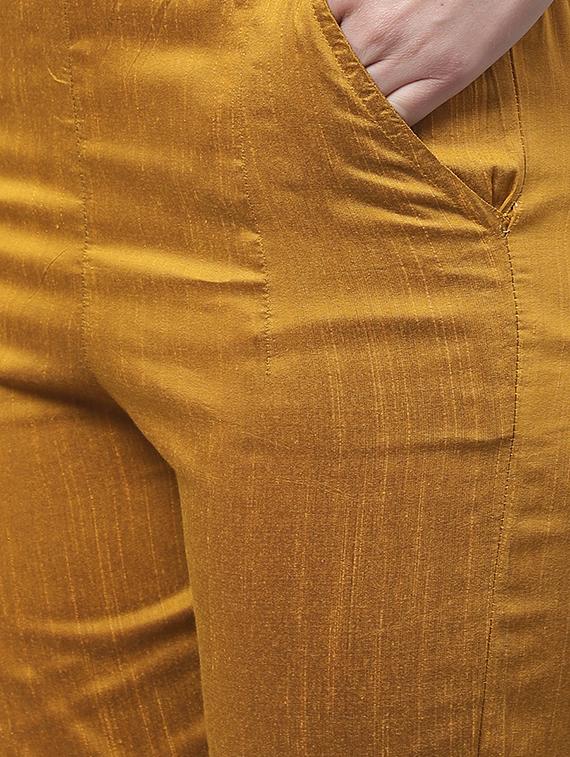 yellow round neck kurta pant set with dupatta - 20195082 - Standard Image - 4