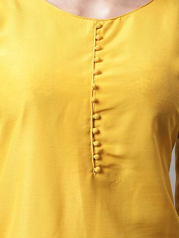 yellow round neck kurta pant set with dupatta - 20195085 -  Standard Image - 4