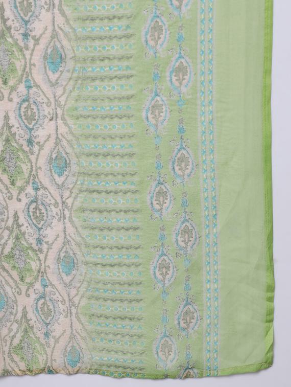 green v neck kurta pant set with dupatta - 20195095 - Standard Image - 4