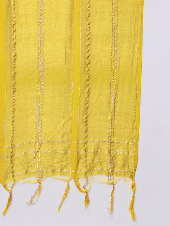 yellow round neck kurta pant set with dupatta - 20195106 - Standard Image - 4