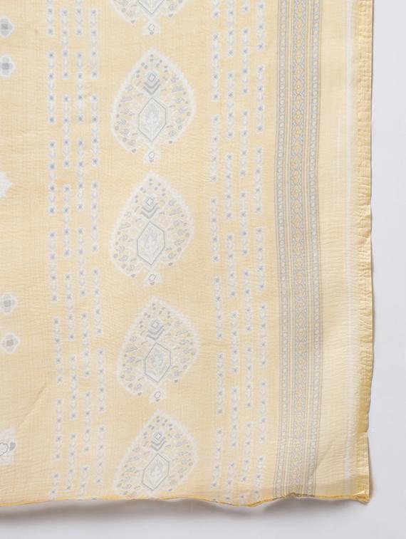 yellow round neck kurta pant set with dupatta - 20195118 - Standard Image - 4
