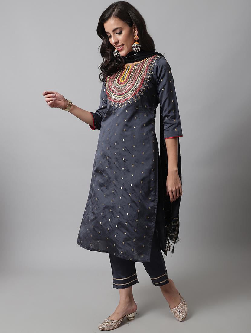 embroidered kurta pant set with dupatta   - 20195156 -  Standard Image - 1