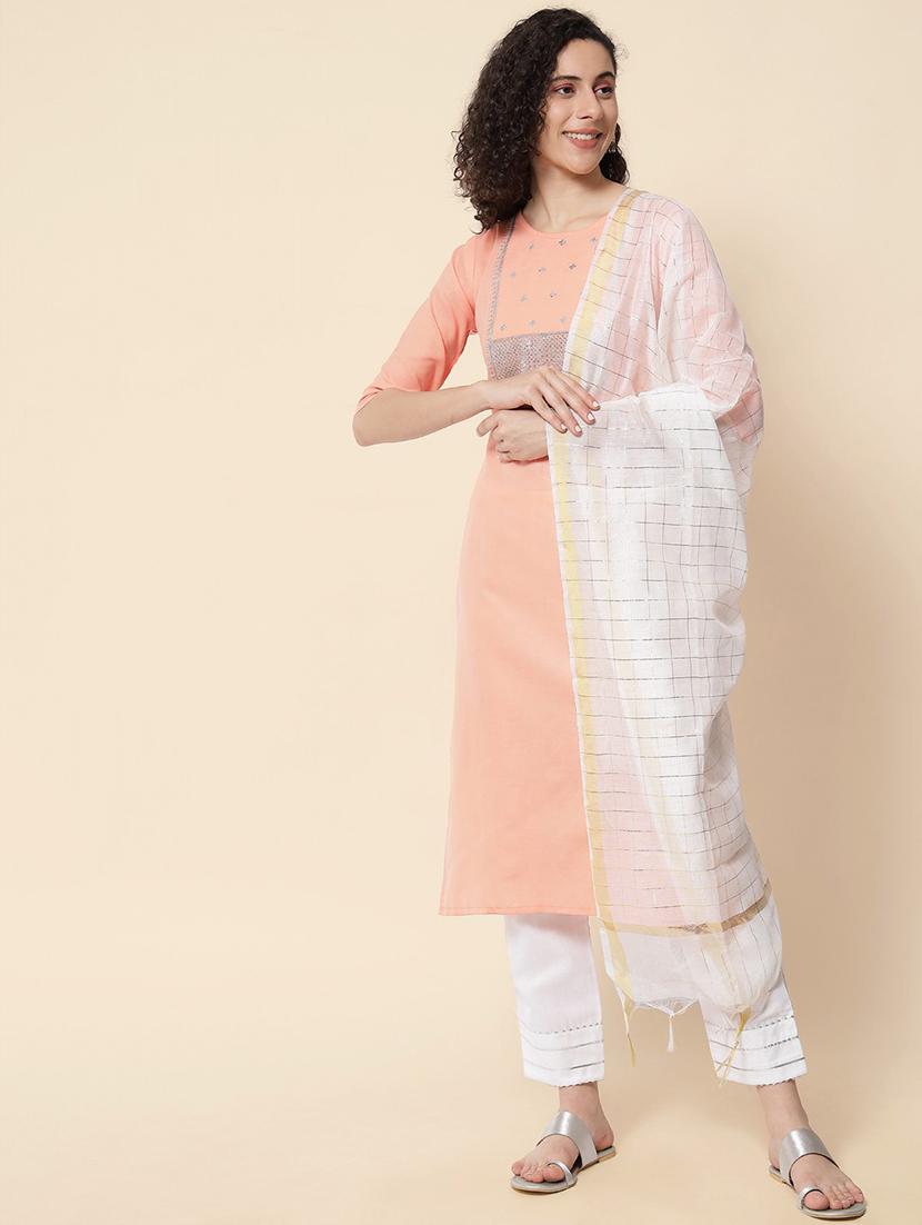 embroidered kurta pant set with dupatta   - 20195162 -  Standard Image - 1