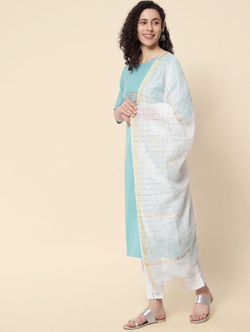 embroidered kurta pant set with dupatta - 20195163 - Standard Image - 1