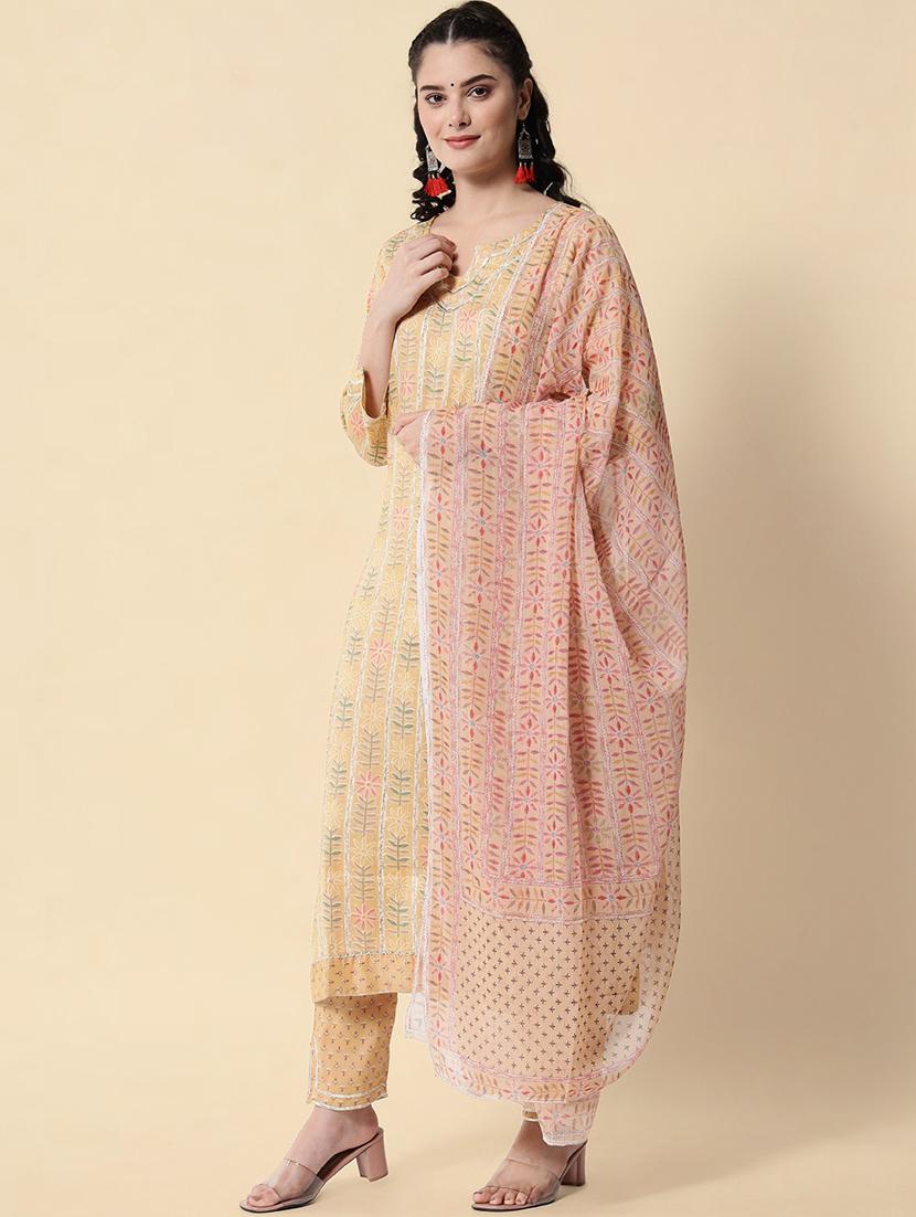 printed kurta pant set with dupatta - 20195168 - Standard Image - 1