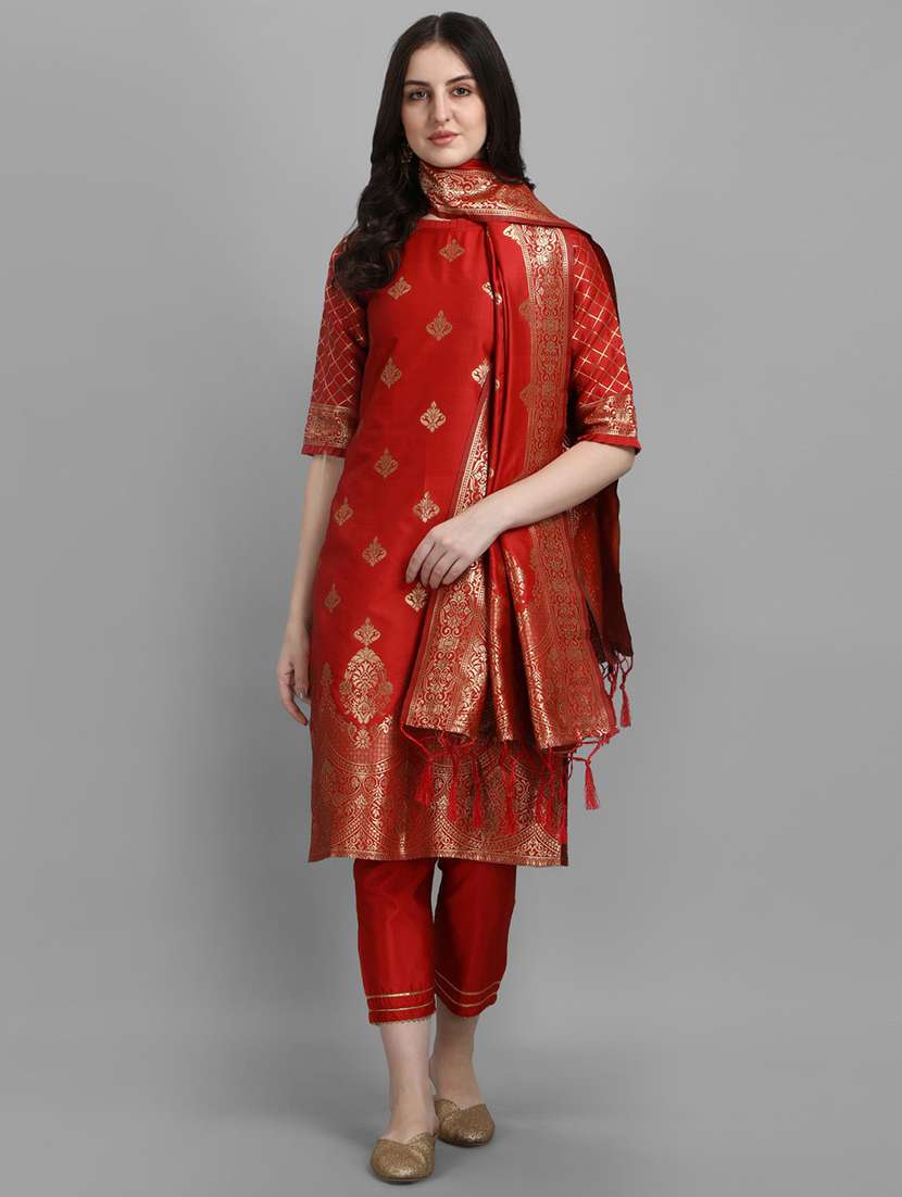 self design kurta pant set with dupatta  