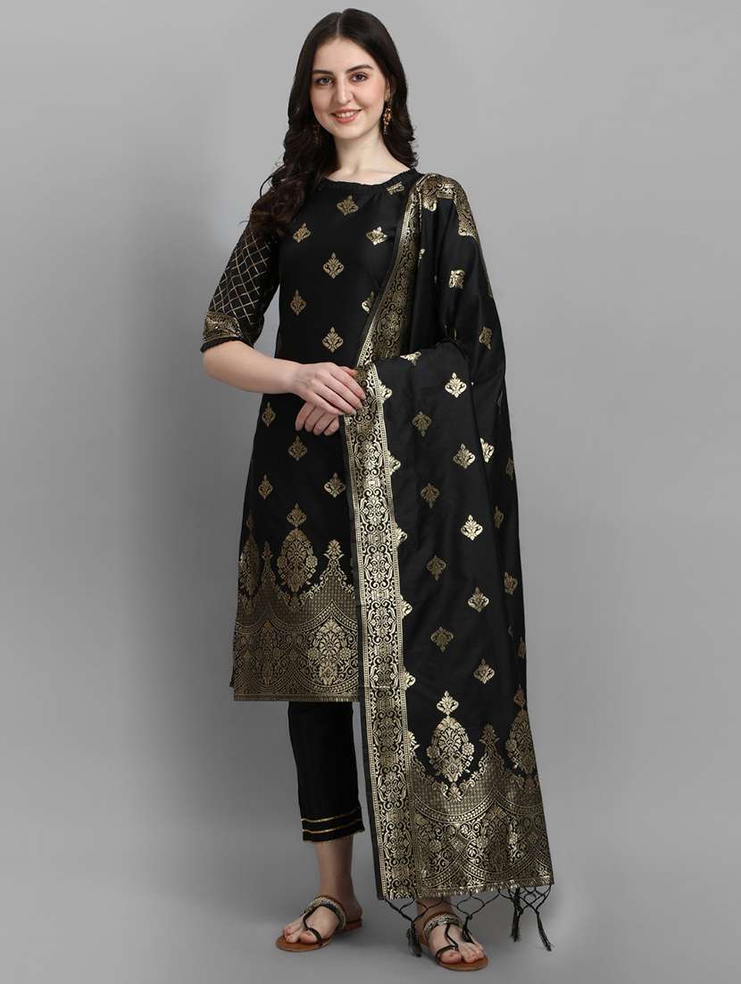 self design kurta pant set with dupatta  