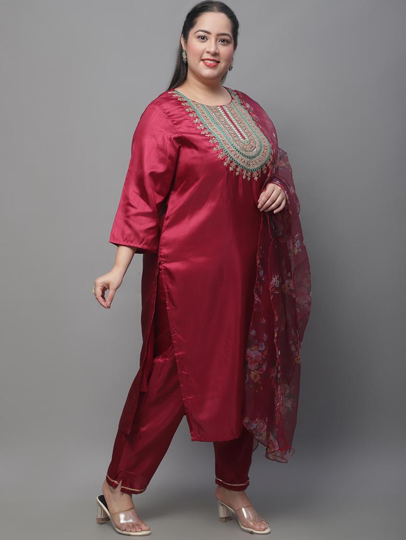 embroidered kurta pant set with dupatta - 20195186 - Standard Image - 1