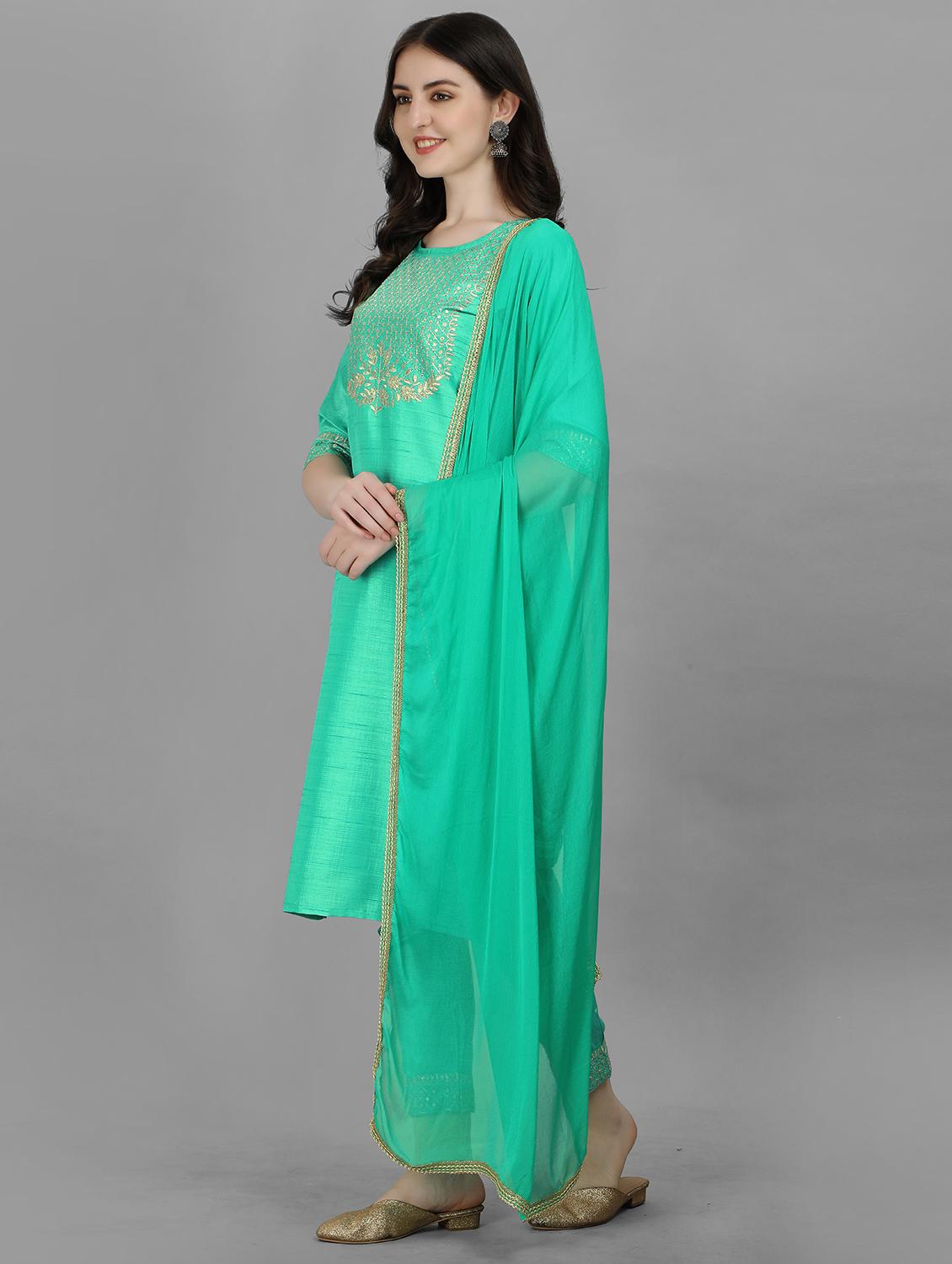 embroidered kurta pant set with dupatta - 20195188 - Standard Image - 1