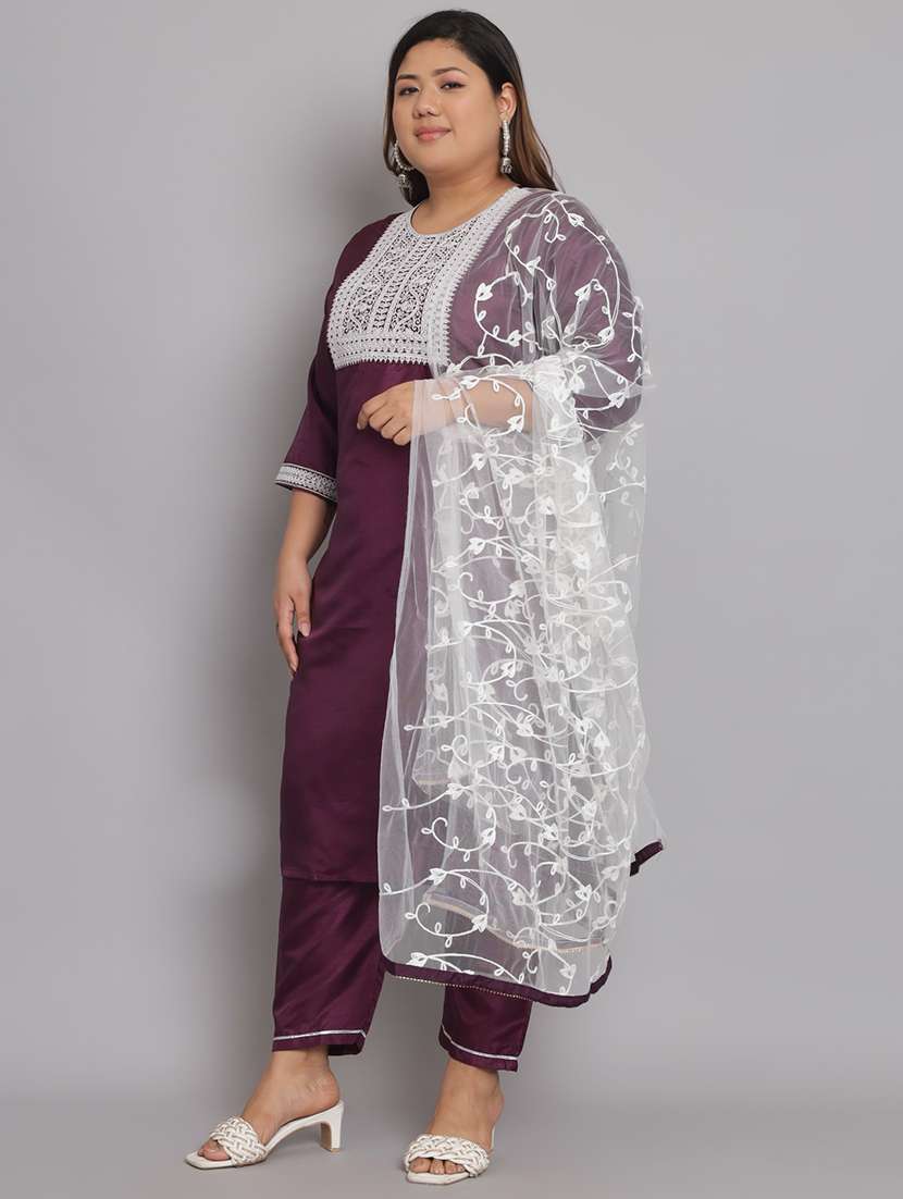embroidered kurta pant set with dupatta  - 20195208 -  Standard Image - 1