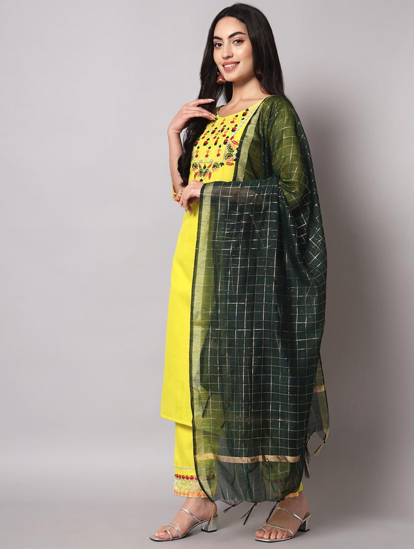 embroidered kurta pant set with dupatta   - 20195213 -  Standard Image - 1