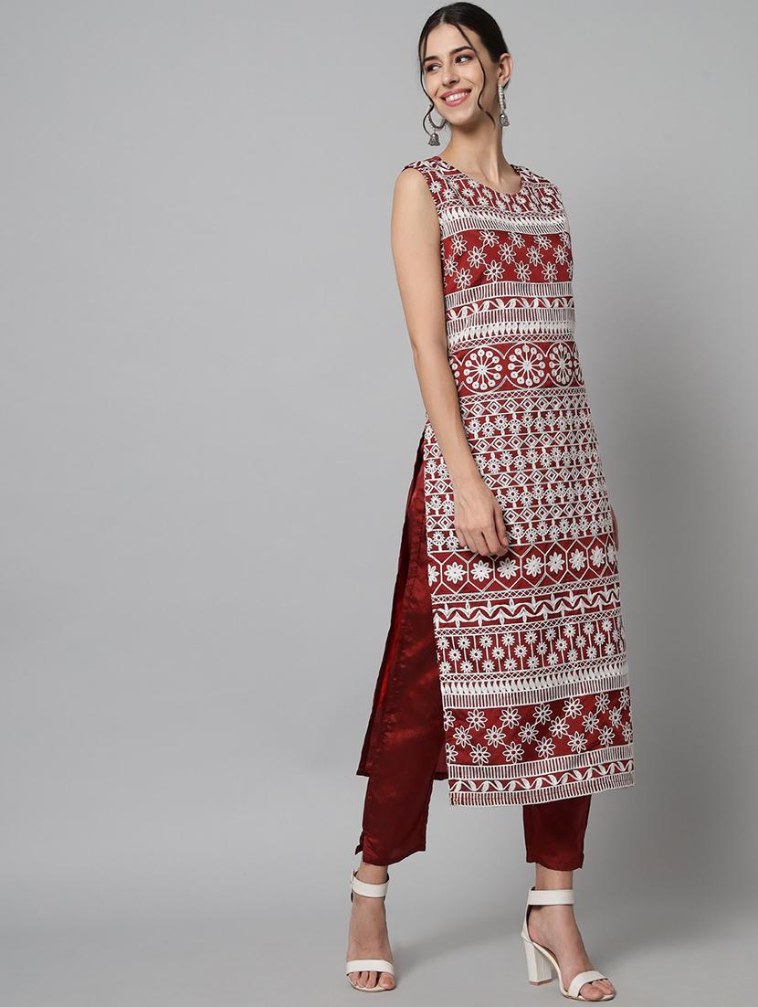 embroidered kurta pant set with dupatta - 20195328 - Standard Image - 1