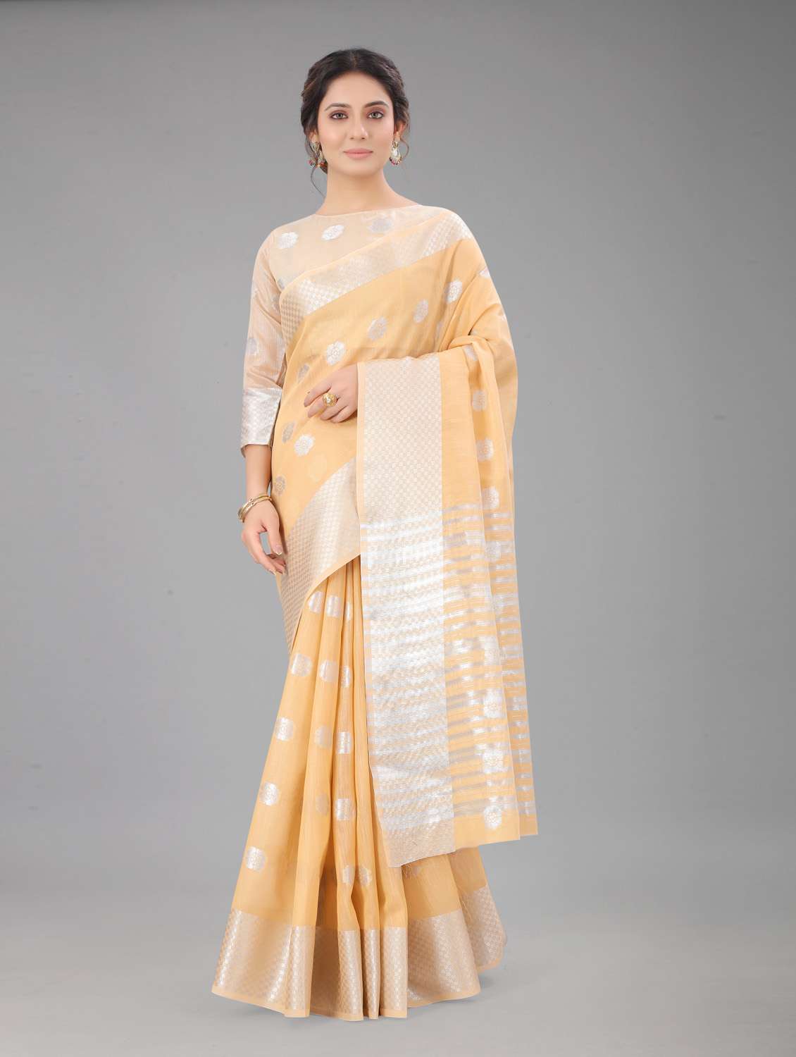 self design woven saree with blouse 