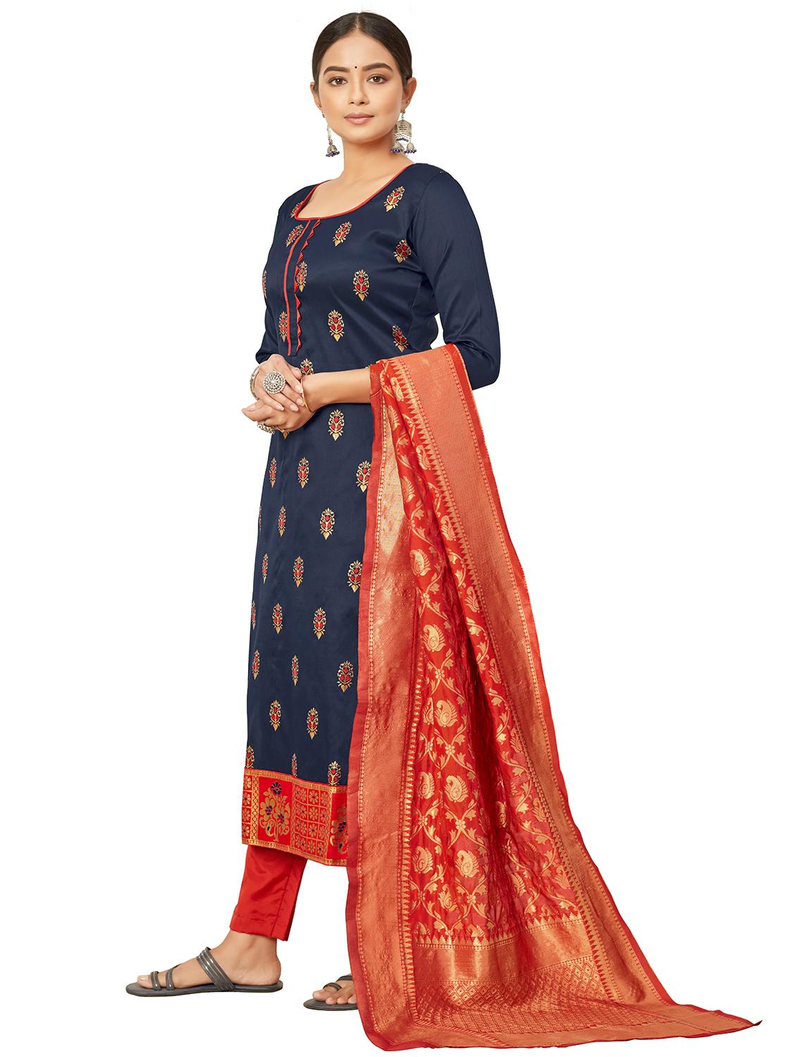 self design unstitched suit set - 20196320 - Standard Image - 1