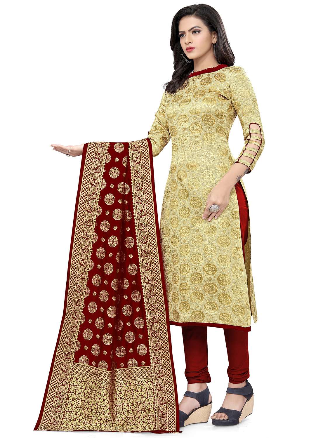 self design unstitched suit set  - 20196411 -  Standard Image - 1
