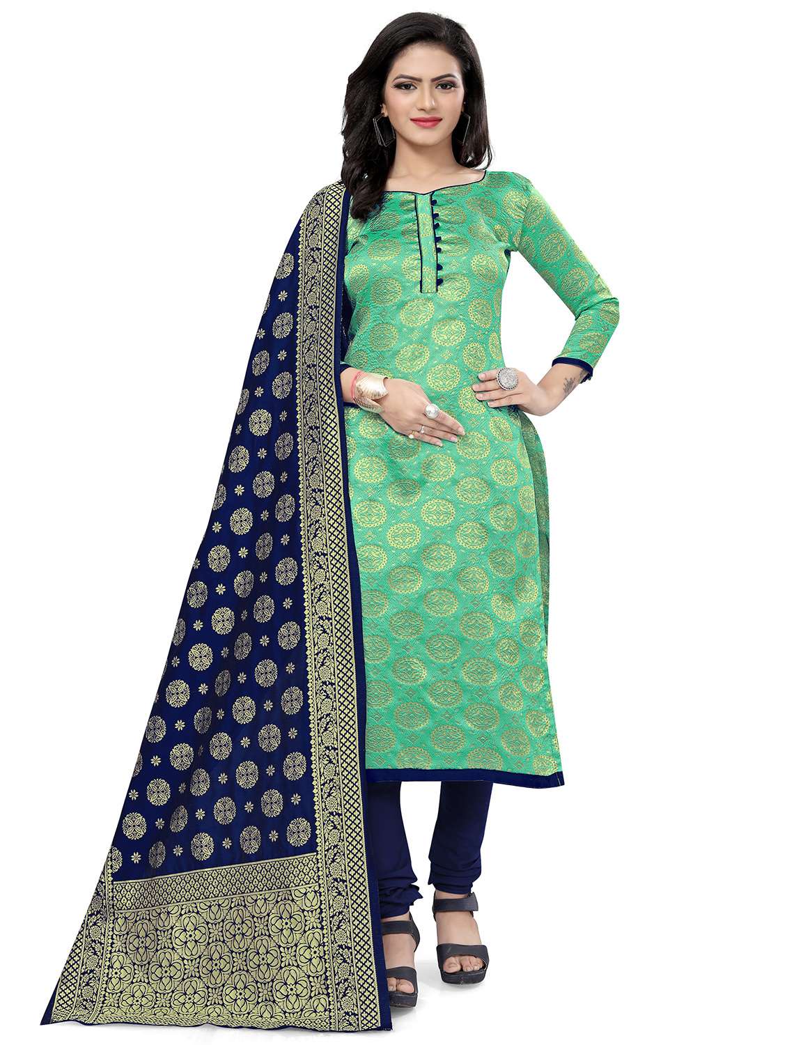 self design unstitched suit set 