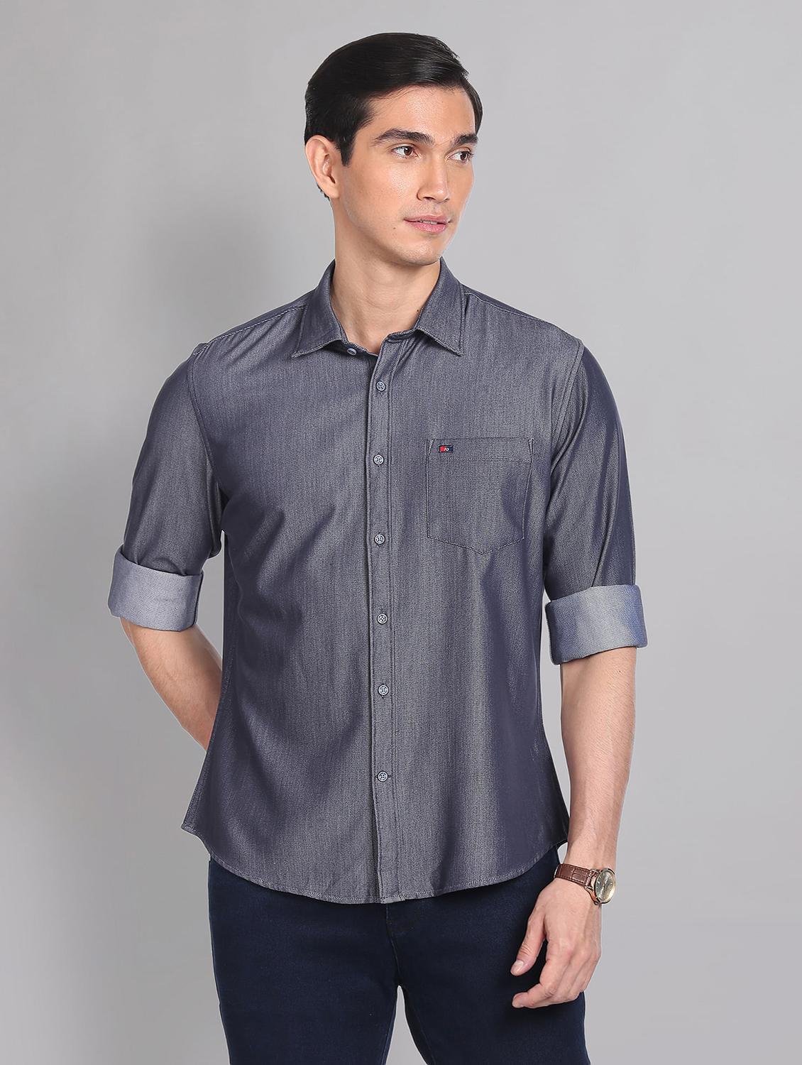 mens solid casual shirt - 20196822 - Zoom Image - 0