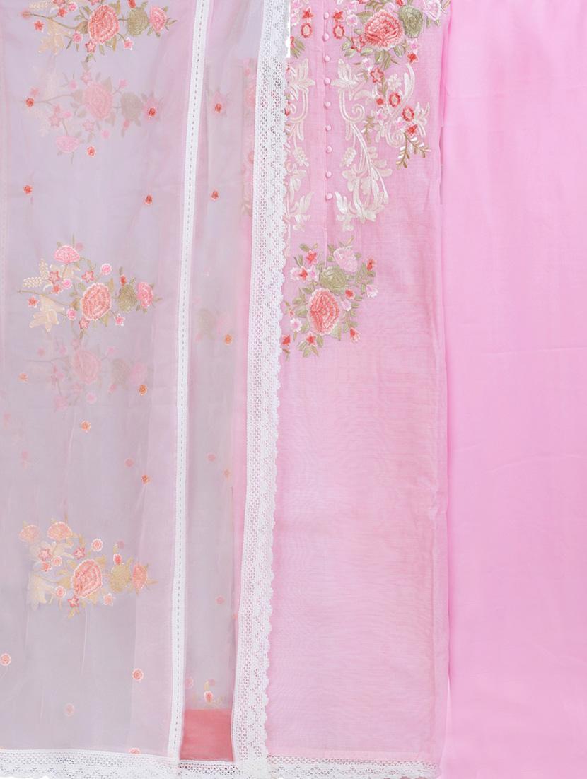 women pink embroidered unstitched suits - 20196903 - Standard Image - 6