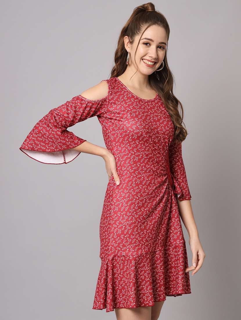 women's ruffle self design dress