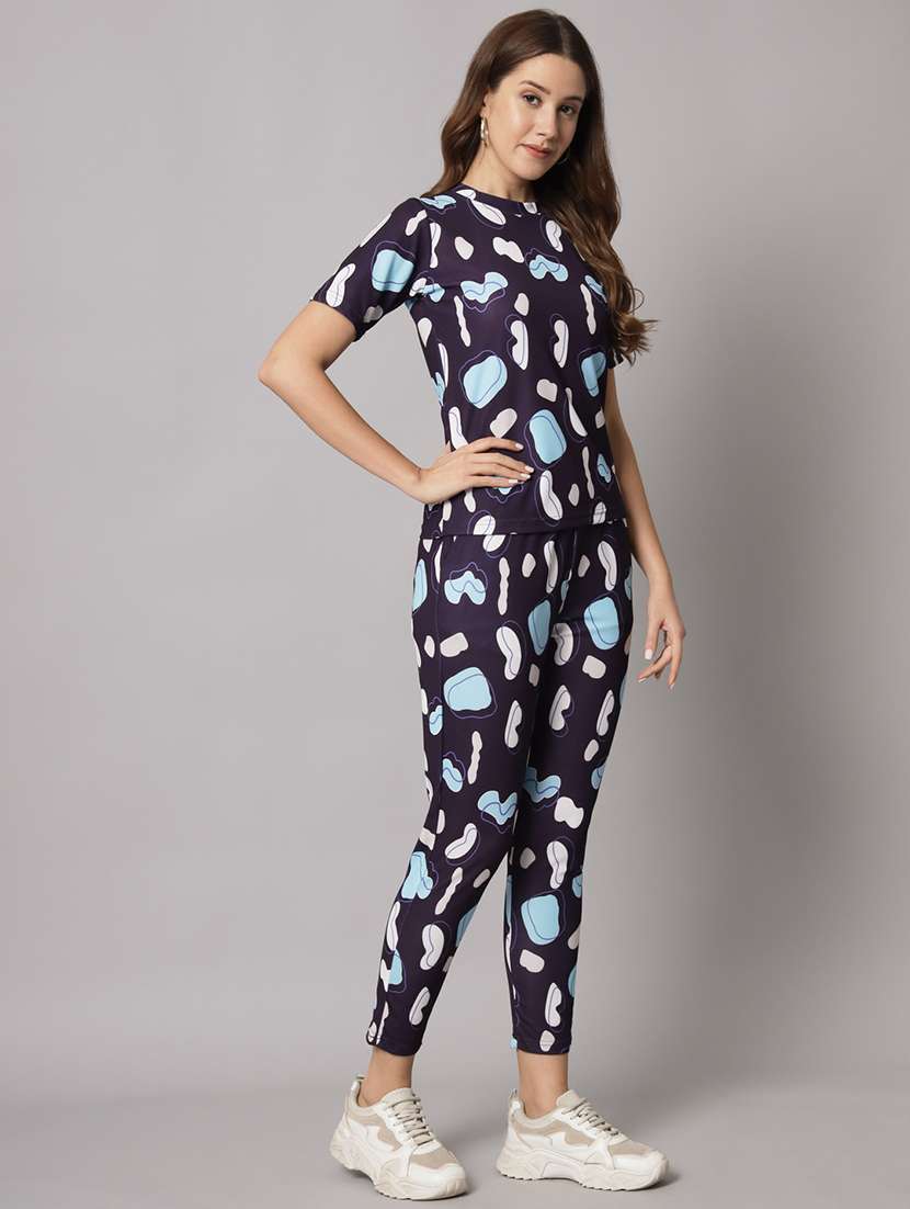 women printed t-shirt & jogger co-ord set - 20197073 -  Standard Image - 1