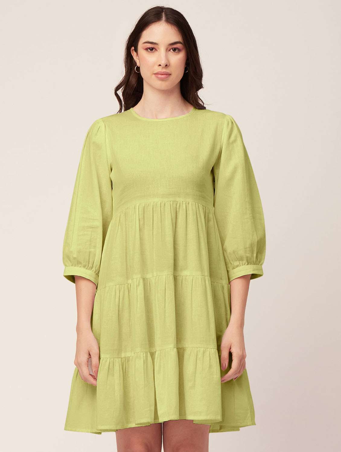 women's tiered dress solid dress - 20197282 -  Standard Image - 1