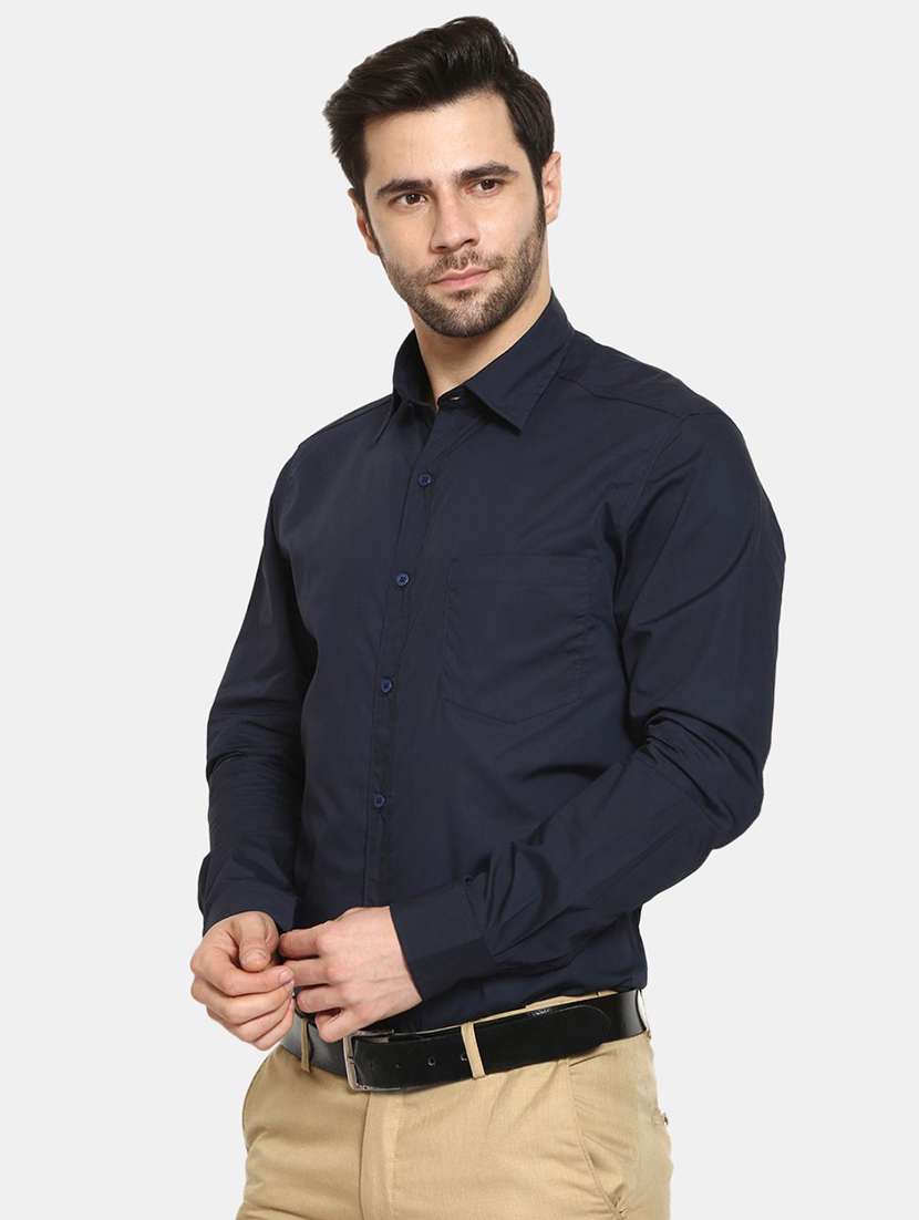 dark blue cotton casual shirt - 20197378 -  Standard Image - 1