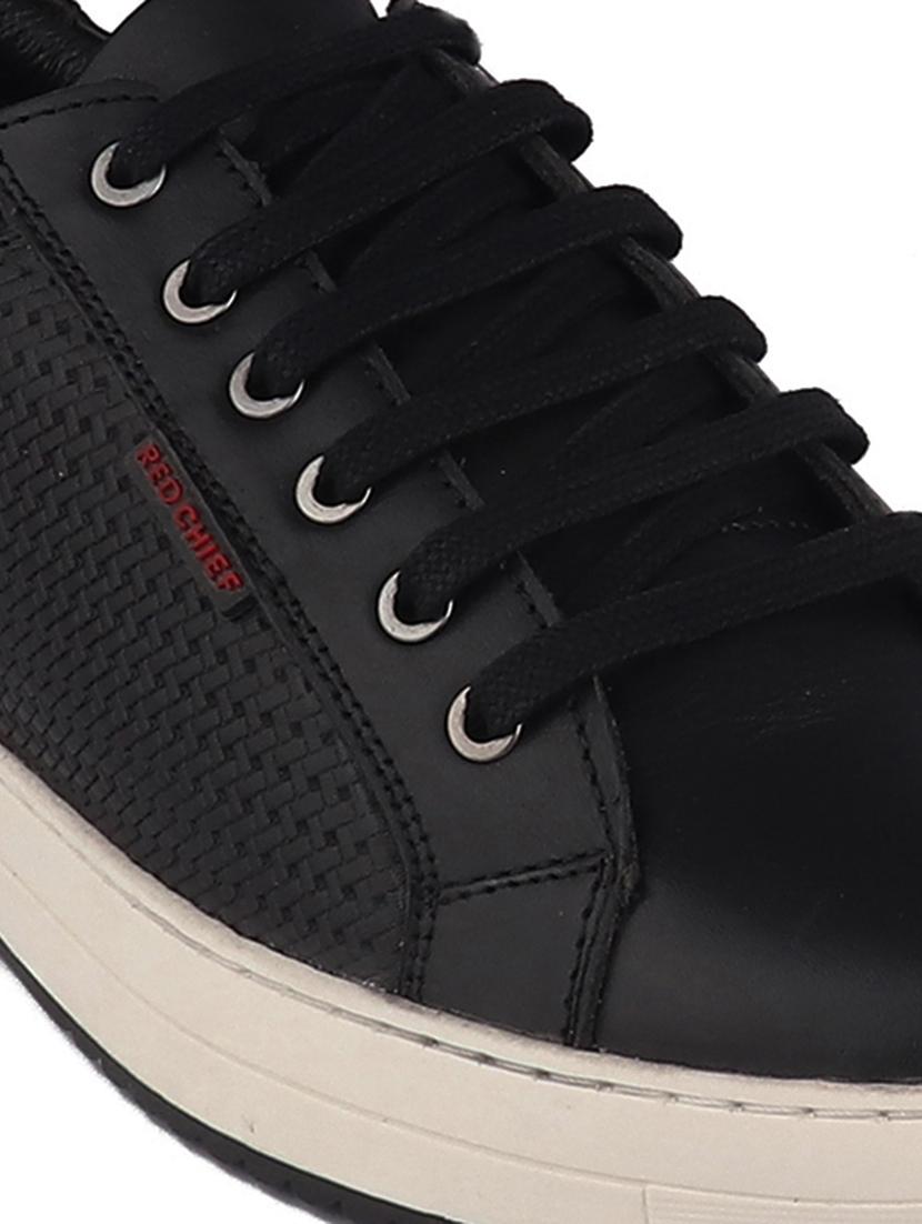 black leather lace up sneakers - 20198331 - Standard Image - 4