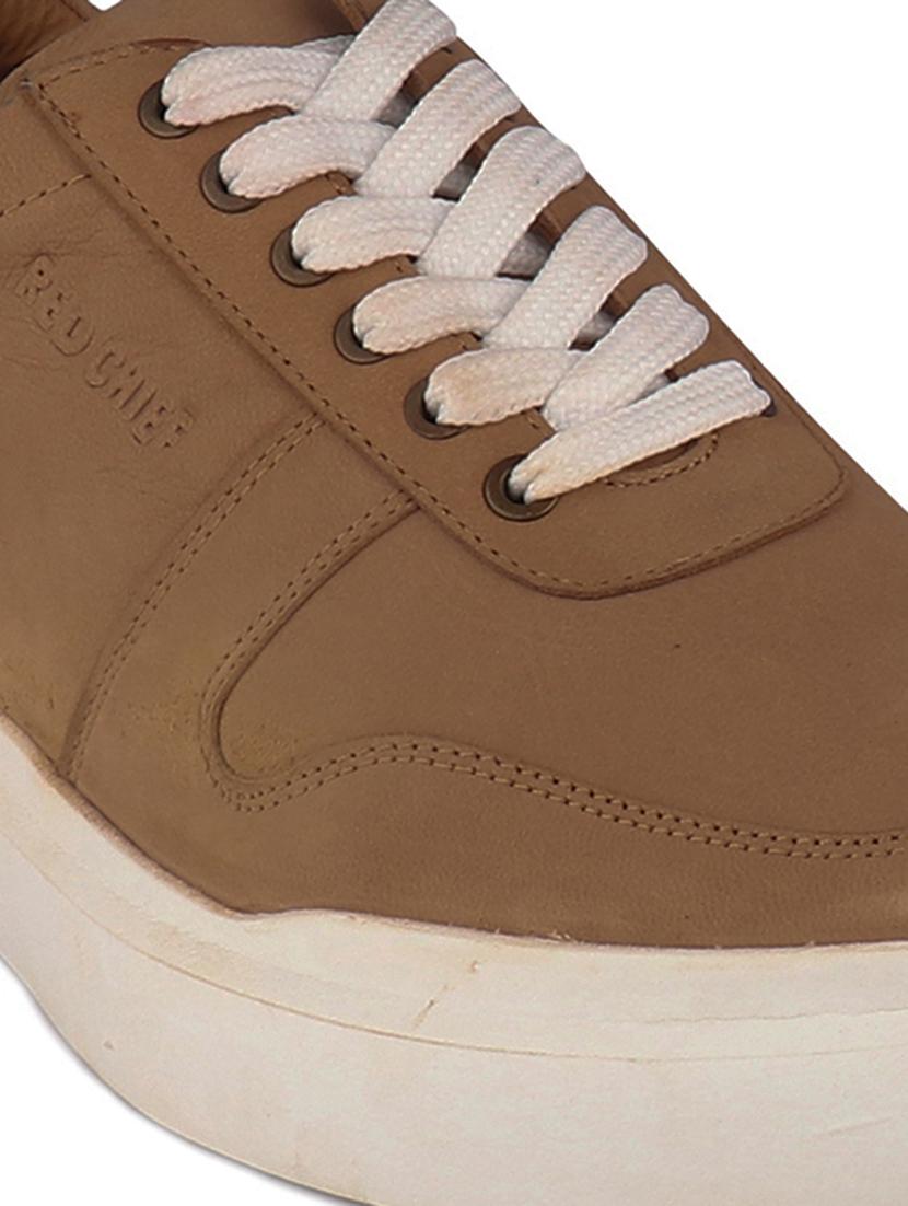 brown leather lace up sneakers - 20198337 - Standard Image - 4