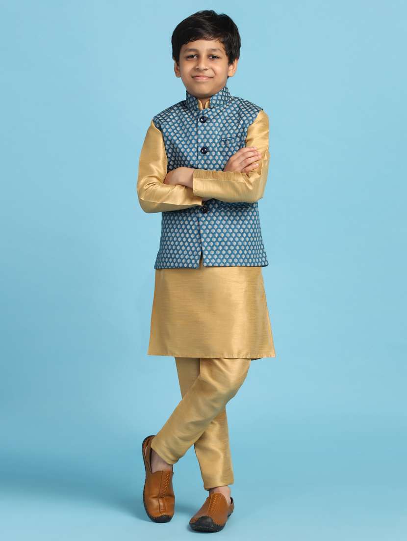 boys kurta pyjama set with jacket